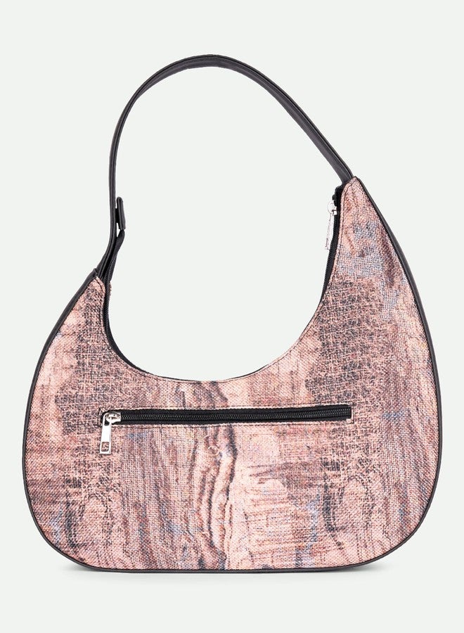 ZOUK Small Shoulder Bag | Vegan Leather Evening Bag for Women with Shoulder Strap, Zip Closure & Water-Resistant Lining | Stylish Handcrafted Purse | Ladakh Impasto - Image 4